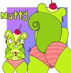  anthro big_tail blush butt candy clothing colored_sketch dessert digital_media_(artwork) food fur green_eyes happy_tree_friends hi_res looking_at_viewer male mammal nutty_(htf) phant0mhat presenting presenting_hindquarters rodent sciurid sketch smile solo tight_clothing 