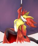  absurd_res anthro black_body black_fur breasts canid clothing dancing delphox female fur hi_res holding_object inner_ear_fluff looking_at_viewer mammal medium_breasts nintendo pok&eacute;mon pok&eacute;mon_(species) pole red_body red_fur rusoide smile smiling_at_viewer solo stripper stripper_pole tuft underwear video_games white_body white_fur yellow_body yellow_fur 