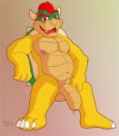  absurd_res balls belly big_belly big_penis bodily_fluids bowser bowser_day digital_media_(artwork) ethan_bailey_(artist) foreskin genital_fluids genitals hair hi_res horn humanoid_genitalia humanoid_penis koopa looking_at_viewer male mario_bros musclegut muscular muscular_male navel nintendo nipples nude open_mouth pecs penis precum red_eyes red_hair scalie sharp_teeth shell simple_background sitting smile solo spiked_shell spikes spikes_(anatomy) teeth turtle_shell video_games 