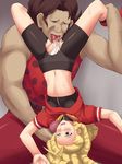  artist_request bike_shorts blush capcom censored cunnilingus highres kanzuki_karin maku_(l-u) oral penis pussy pussy_juice sports_bra street_fighter street_fighter_zero street_fighter_zero_3 street_fighter_zero_iii sweat top-down_bottom-up upside-down wink 