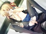  blonde_hair censored cum lap mashiro_botan panties panties_aside pantyhose penetration sex shiraishi_yukana twintails underwear 