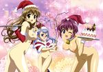  3girls absurdres amamiya_shiina ass blue_hair blush breasts brown_hair highres legs long_hair multiple_girls nipples nogizaka_haruka nogizaka_haruka_no_himitsu nude nude_filter photoshop short_hair smile tennouji_touka thighs 