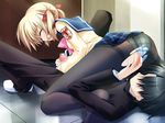  69 blonde_hair censored fingering handjob mashiro_botan mutual_masturbation panties pantyhose penis school_uniform shiraishi_yukana torn_clothes torn_pantyhose twintails underwear 