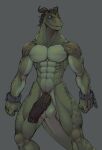  anthro argonian bethesda_softworks chain fangs green_body green_scales green_skin hi_res horn humanoid male muscular muscular_anthro muscular_male nude reptile scales scalie solo suchmim the_elder_scrolls video_games 
