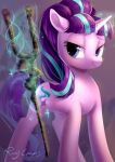  2016 absurd_res cutie_mark equid equine female feral friendship_is_magic hair half-closed_eyes hi_res horn mammal multicolored_hair my_little_pony narrowed_eyes rosycanvas signature simple_background smile solo starlight_glimmer_(mlp) unicorn 