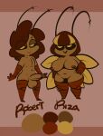  1-upclock 2022 abs antennae_(anatomy) anthro arthropod balls big_balls big_breasts big_penis black_antennae black_sclera blattodea blonde_highlights breasts brown_balls brown_body brown_exoskeleton brown_glans brown_hair brown_nipples brown_penis brown_pussy clitoris cockroach duo erection exoskeleton female genitals glans hair hands_on_hips hi_res highlights_(coloring) humanoid_genitalia humanoid_penis insect looking_at_viewer male nipples penis pussy red_body red_exoskeleton riza_(1-upclock) robert_(1-upclock) smile standing thick_thighs wings yellow_wings 