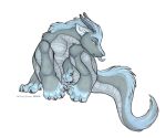  ambiguous_gender anthro blue-grey_fur dragon fur fuun horn sad simple_background sitting solo tongue tongue_out white_background 