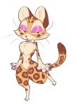  anthro belly blush buggyllum chest_tuft clawroline colored_nails eyelashes eyeshadow felid female fur half-closed_eyes leopard makeup mammal nails narrowed_eyes pantherine paws solo spots thick_thighs tuft white_belly yellow_body 