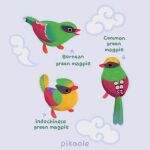  ._. animal animal_focus arrow_(symbol) artist_name beak bird closed_mouth cloud commentary english_commentary english_text from_behind grey_background looking_at_viewer magpie no_humans open_mouth original pikaole simple_background standing 