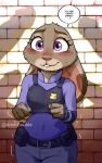 aitchdouble anthro blush bodily_fluids clothed clothing disney female hi_res judy_hopps lagomorph leporid male mammal penis_shadow police rabbit shadow sweat sweatdrop zootopia 