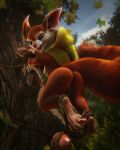  3d_(artwork) 4_fingers acorn anthro anus big_ears bound breasts butt cape claws clothing digital_media_(artwork) dota eyelashes feet female fingers food forest forest_background fruit fur genitals grass hi_res hoodwink_(dota) hybrid leaf makeup mammal nature nature_background nude nut_(fruit) outside paws plant red_body red_fur rodent rope sciurid solo standing tail_tuft toes tree tree_squirrel tuft video_games vlad-lox white_body 