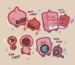  artist_name black_eyes blush_stickers cafhune character_name closed_mouth commentary crossover kirby kirby_(series) no_humans pokemon pokemon_(creature) rotom rotom_(fan) rotom_(frost) rotom_(heat) rotom_(wash) signature smile sparkle 