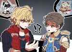  !? 2boys 2girls blonde_hair brown_hair cellphone masked melia_antiqua mugimugis multiple_boys multiple_girls nia_(xenoblade) phone rex_(xenoblade) scared short_hair shulk_(xenoblade) worried xenoblade_chronicles xenoblade_chronicles_(series) xenoblade_chronicles_2 xenoblade_chronicles_3 