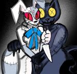  absurd_res anthro bunbijou domestic_cat duo felid feline felis female female/female five_nights_at_freddy&#039;s hi_res knife lagomorph leporid mammal patchwork_creature plushie plushie-like rabbit scottgames shadow_creature vanny_(fnaf) venus_(bunbijou) video_games 