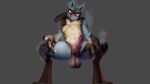  anthro athletic athletic_anthro athletic_male balls big_balls big_penis black_balls black_body black_fur blue_body blue_fur bodily_fluids canid canine canis ciroking cum dripping fur genital_fluids genitals hi_res huge_balls huge_penis lucario male mammal nintendo penis pok&eacute;mon pok&eacute;mon_(species) precum precum_drip solo steam sweat valorlynz video_games 