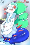  &lt;3 2016 9:16 accessory blue_hair blush digital_drawing_(artwork) digital_media_(artwork) egg fangs female feral hair hi_res japanese_text long_hair mammal marine nintendo pinniped pok&eacute;mon pok&eacute;mon_(species) primarina smile solo text video_games watermark wonkake 