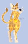  absurd_res anthro butt clawroline claws felid female hi_res holaxes humanoid leopard mammal pantherine phone rear_view solo standing thick_thighs 