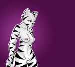  anthro black_stripes breasts felid female fur genitals mammal pussy solo stripes tundra_(character) white_body 