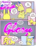  absurd_res blue_eyes blue_markings blush bottomless clothed clothing comic dialogue fur hi_res long_tail markings milachu milachu92 milochu nintendo pikachu pink_eyes pink_markings pok&eacute;mon pok&eacute;mon_(species) public tongue video_games yellow_body yellow_fur 