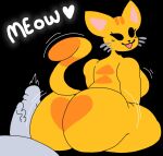  &lt;3 anthro big_breasts big_butt black_background black_eyes breasts butt butt_heart domestic_cat emojicat_(lewd_dorky) felid feline felis female genitals huge_butt lewd_dorky looking_at_viewer male male/female mammal motion_lines penis rear_view simple_background 