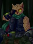  2017 absurd_res anthro big_biceps big_deltoids big_muscles big_triceps blue_clothing blue_gloves blue_handwear brown_body brown_eyebrows brown_face brown_fur brown_markings camo camo_clothing camo_print camo_topwear camo_vest closed_frown clothed clothed_anthro clothed_male clothing colored deltoids detailed_background digital_drawing_(artwork) digital_media_(artwork) eye_scar eyebrows facial_markings facial_scar fingerless_gloves front_view fully_clothed fully_clothed_anthro fully_clothed_male fur gloves glowing glowing_eyes green_cape green_eyes green_sclera half-length_portrait hand_on_face handwear head_markings heyimteedo hi_res huge_deltoids huge_muscles league_of_legends light looking_at_viewer looking_forward male male_anthro mammal markings mouth_scar multicolored_body multicolored_fur muscular muscular_anthro muscular_male one_eye_closed pattern_clothing pattern_topwear pattern_vest pink_inner_ear portrait purple_cape red_nose riot_games scar shaded solo standing tan_body tan_ears tan_face tan_fur teemo_(lol) topwear triceps two_tone_body two_tone_cape two_tone_face two_tone_fur vest video_games yordle 