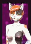  anthro arc_rose areola breasts brush calico_cat digital_media_(artwork) domestic_cat felid feline felis female hi_res looking_at_viewer mammal mottled nipples nude piebald simple_background 