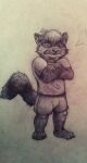  angry angry_eyes anthro frustrated hi_res male mammal pawpads paws procyonid raccoon raccoon_tail sketch solo traditional_media_(artwork) venezuela zkott 