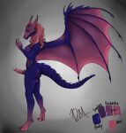  big_tail dragon genitals herm hi_res intersex membrane_(anatomy) membranous_wings model_sheet mourning_0 muscular penile_spines penis pinup pose purple_body purple_scales scales solo wings 