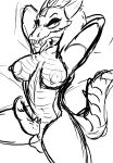  anthro big_breasts big_tail breasts dragon furboi_(furboi_pine) genitals herm hi_res horn intersex penile_spines penis pose sketch solo thick_thighs 