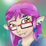  alexartypants ambiguous_gender colored eyewear fangs glasses graphite_(artwork) hair humanoid icon long_ears low_res not_furry pencil_(artwork) piercing pink_hair portrait solo traditional_media_(artwork) 