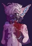  anthro beans_(oopsie-gay) bite blood blood_on_face blood_on_mouth bodily_fluids canid canine canis chest_scar domestic_dog excessive_blood fluffy hi_res male mammal neck_bite oopsie-gay open_mouth pained_expression restraints scar solo submissive submissive_male tears teeth tongue tongue_out wounded 