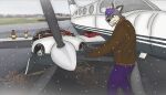  aircraft airplane airport alcohol anthro beer beverage canid canine canis clothing engine fur grey_body grey_fur jacket male mammal mechanic nicolasthewolf propeller snow solo topwear wolf 