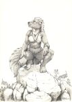  2022 anthro bodily_fluids breasts claws female fur genital_fluids greyscale gulonine hair hi_res jewelry mammal marten monochrome mustelid musteline necklace necklace_only nipples nude outside peeing scale_(artist) solo urine whiskers 