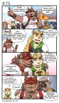  anthro boss_(gym_pals) bovid bovine bruno_(gym_pals) canid canine canis cattle clothing comic felid flag gym_pals h155296 hand_on_shoulder hat headgear headwear hi_res lion male mammal manager_(gym_pals) master_(gym_pals) myosotis_(gym_pals) niku_(gym_pals) pal_(gym_pals) pantherine prince_(gym_pals) tiger wolf 