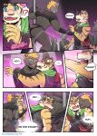  anthro blush bruno_(gym_pals) clothing comic dancing ear_piercing felid gym_pals h155296 hi_res male male/male mammal nipple_piercing nipples pal_(gym_pals) pantherine piercing pole pole_dancing tiger underwear 