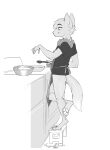  absurd_res anthro apron biped clothed clothing cooking fan_character fluffy hi_res kitchen league_of_legends male mammal neck_tuft partially_clothed riot_games size_difference solo teemo_the_yiffer togaed tuft video_games yordle 
