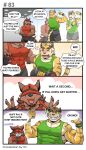  anthro boss_(gym_pals) canid canine canis clothing comic exercise felid flexing gym_pals h155296 hat headgear headwear hi_res male mammal mirror muscular pal_(gym_pals) pantherine shirt tank_top tiger topwear weightlifting wolf workout 