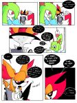  anthro book braixen clothing comic dialogue duo english_text female hat headgear headwear hi_res intravenous kirlia nervous_sweat nintendo pok&eacute;mon pok&eacute;mon_(species) ponporio_(artist) reading reading_book red_eyes text video_games wheelchair witch_hat 