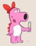  2021 :o accessory alcohol anthro barefoot beverage big_bow birdo black_eyes brian_griffin champagne champagne_glass cirodisegna container crossover cup dinosaur family_guy featureless_crotch feet female hair_accessory hair_bow hair_ribbon half-closed_eyes holding_beverage holding_cup holding_object humor looking_at_viewer mario_bros multicolored_body multicolored_skin narrowed_eyes nintendo nude open_mouth pink_body pink_skin pink_tail portrait raised_arm reptile ribbons scalie simple_background small_tail solo spikes spikes_(anatomy) spots spotted_body spotted_skin standing super_mario_bros._2 tan_background two_tone_body two_tone_skin video_games white_body white_skin 