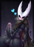  absurd_res animal_genitalia anthro armor arthropod azura_inalis black_body blush bodily_fluids cloak clothed clothing cum erection fingers genital_fluids genital_slit genitals hi_res hollow_knight hollow_knight_(character) humanoid_genitalia humanoid_penis insect looking_at_viewer male mature_anthro mature_male nude penis precum pure_vessel simple_background slit solo team_cherry unusual_anatomy unusual_genitalia unusual_penis vessel_(species) video_games 