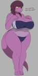  1:2 4_toes 5_fingers absurd_res anthro big_breasts blush bodily_fluids breasts cleavage clothed clothing curvy_figure cute_fangs deltarune dialogue english_text feet female fingers full-length_portrait grey_background gris_swimsuit hair hand_on_breast hi_res huge_breasts johnmarten knees_together lizard meme meme_clothing navel one-piece_swimsuit open_mouth portrait purple_body purple_hair reptile scalie simple_background speech_bubble spots standing susie_(deltarune) sweat sweatdrop swimwear tagme text thick_thighs toes translucent translucent_clothing translucent_swimwear undertale_(series) video_games voluptuous wide_hips yellow_eyes 