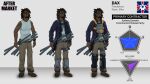  after_market_universe armor beard clothing cybernetics cyborg dax_(after_market) dreadlocks eyewear facial_hair glasses hi_res human jacket machine male mammal melee_weapon model_sheet qr-code science_fiction soldier solo sword topwear warrior weapon 