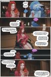  big_breasts blue_hair breasts cellphone cleavage clothed clothing comic dialogue dress eerie_(thekite) female gardevoir hair hi_res holding_cellphone holding_object holding_phone human mammal nintendo phone pixie_(thekite) pok&eacute;mon pok&eacute;mon_(species) red_hair thekite video_games wheelchair 