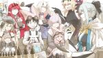  3boys 6+girls armor arthropod_boy artoria_pendragon_(caster)_(fate) artoria_pendragon_(fate) baggy_clothes baggy_pants biceps black_bow blonde_hair blue_cape blue_dress bow braid breasts brown_legwear button_eyes cape center_frills chibi cloak detached_collar diamond_hairband dress fairy_knight_gawain_(fate) fairy_knight_lancelot_(fate) fairy_knight_tristan_(fate) fate/grand_order fate_(series) french_braid frills fujimaru_ritsuka_(male) fur-trimmed_cape fur-trimmed_cloak fur_trim gareth_(fate) gauntlets grey_hair grey_headwear habetrot_(fate) hair_over_one_eye heterochromia highres insect_wings jacket kan_(aaaaari35) mash_kyrielight morgan_le_fay_(fate) multiple_boys multiple_girls muscular muscular_female muscular_male oberon_(fate) pants pauldrons percival_(fate) pink_coat pink_hair pink_headwear pointy_ears purple_eyes purple_hair red_dress short_hair shoulder_armor sidelocks single_gauntlet single_pauldron sleeping small_breasts striped_belt tall_female tiara white_hair wings 