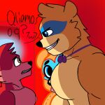  anonymous_artist canid canine duo five_nights_at_freddy&#039;s five_nights_at_freddy&#039;s:_security_breach fox foxy_(fnaf) glamrock_freddy_(fnaf) hi_res humanoid male male/male mammal scottgames ursid video_games 