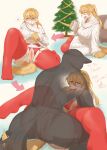  absurd_res breasts canid canine canis christmas clothed clothing domestic_dog duo female fur genitals hair hi_res holidays kemono lingerie male male/female mammal nakamula nipples pussy sex 