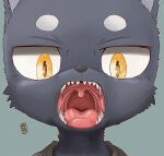  anthro clothed clothing domestic_cat felid feline felis isamatu male mammal mouth_shot open_mouth solo teeth tongue uvula vore young 