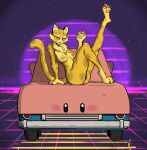  absurd_res anthro black_kek breasts butt clawroline domestic_cat duo felid feline felis female hi_res kirby_(series) mammal nintendo synthwave video_games 