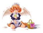 accessory animal_humanoid avian avian_humanoid basket breasts clothing container feathered_wings feathers frilly frilly_accessory frilly_clothing frilly_hairband hair_accessory hairband hi_res holding_object humanoid interspecies_reviewers looking_down maid_uniform meidri_(interspecies_reviewers) orange_scutes scutes takepon talons uniform white_body white_feathers white_wings winged_humanoid wings 