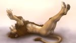  balls butt feline lion lying male mammal nude on_back paws simple_background solo stretching tongue tongue_out white_background yellow_eyes zen 